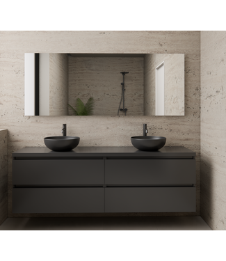 GLISS DESIGN Badkamermeubel Gliss Project 160cm⎢4-lades⎢Hoogglans Antraciet⎢Onderkast met topblad