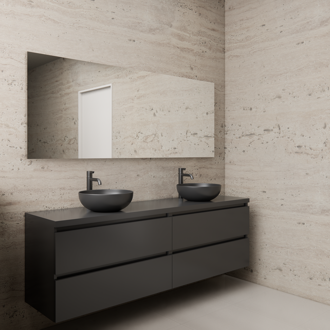 Badkamermeubel Gliss Project 160cm⎢4-lades⎢Hoogglans Antraciet⎢Onderkast met topblad