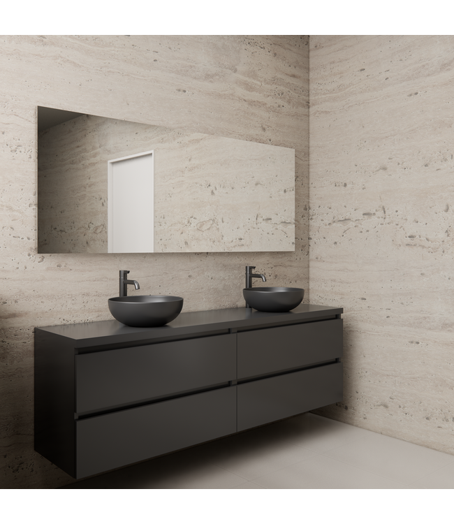 GLISS DESIGN Badkamermeubel Gliss Project 160cm⎢4-lades⎢Hoogglans Antraciet⎢Onderkast met topblad