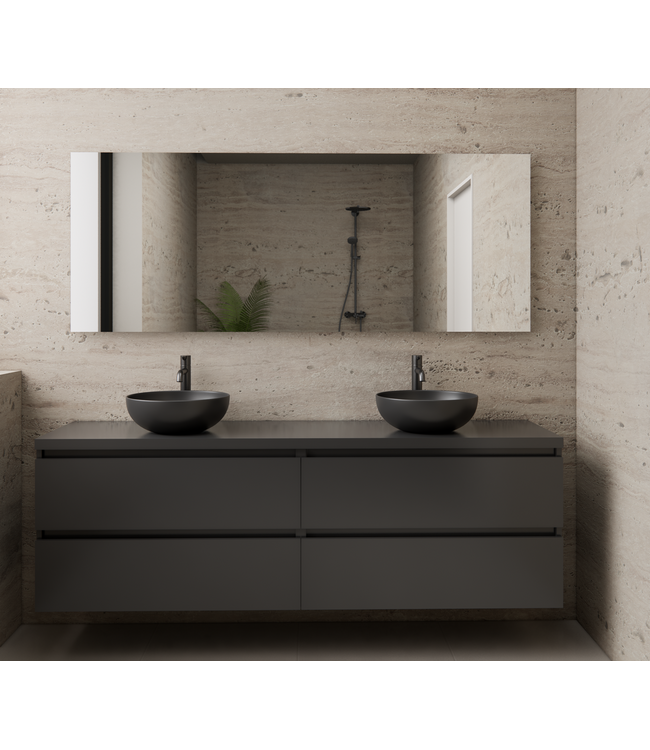 Badkamermeubel Gliss Project 200cm⎢4-lades⎢Hoogglans Antraciet⎢Onderkast met topblad