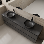 Badkamermeubel Gliss Project 200cm⎢4-lades⎢Hoogglans Antraciet⎢Onderkast met topblad