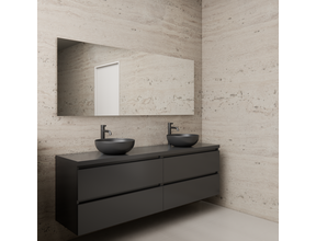 Badkamermeubel Gliss Project 200cm⎢4-lades⎢Hoogglans Antraciet⎢Onderkast met topblad