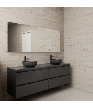 GLISS DESIGN Badkamermeubel Gliss Project 200cm⎢4-lades⎢Hoogglans Antraciet⎢Onderkast met topblad