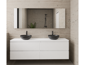 Badkamermeubel Gliss Project 200cm⎢4-lades⎢Hoogglans Wit⎢Onderkast met topblad