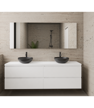 GLISS DESIGN Badkamermeubel Gliss Project 200cm⎢4-lades⎢Hoogglans Wit⎢Onderkast met topblad