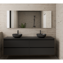 Badkamermeubel Gliss Project 200cm⎢4-lades⎢Mat Zwart⎢Onderkast met topblad