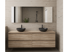 Badkamermeubel Gliss Project 200cm⎢4-lades⎢Canyon Oak⎢Onderkast met topblad