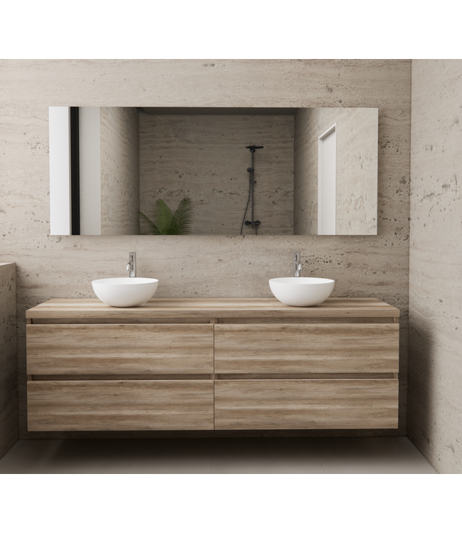 Badkamermeubel Gliss Project 200cm⎢4-lades⎢Canyon Oak⎢Onderkast met topblad