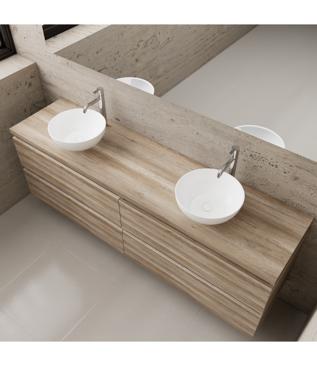 Badkamermeubel Gliss Project 200cm⎢4-lades⎢Canyon Oak⎢Onderkast met topblad