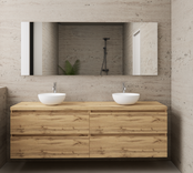 Badkamermeubel Gliss Project 200cm⎢4-lades⎢Dakota Oak⎢Onderkast met topblad