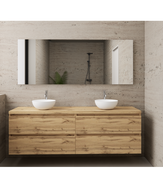 Badkamermeubel Gliss Project 200cm⎢4-lades⎢Dakota Oak⎢Onderkast met topblad