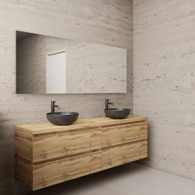 Badkamermeubel Gliss Project 200cm⎢4-lades⎢Dakota Oak⎢Onderkast met topblad