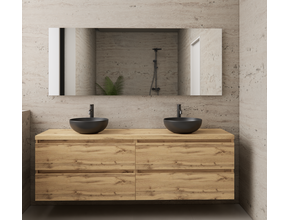 Badkamermeubel Gliss Project 200cm⎢4-lades⎢Dakota Oak⎢Onderkast met topblad