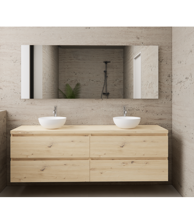 Badkamermeubel Gliss Project 200cm⎢4-lades⎢Artisan Oak⎢Onderkast met topblad