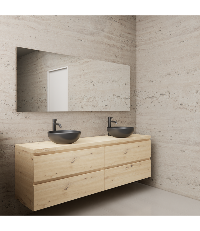 Badkamermeubel Gliss Project 200cm⎢4-lades⎢Artisan Oak⎢Onderkast met topblad