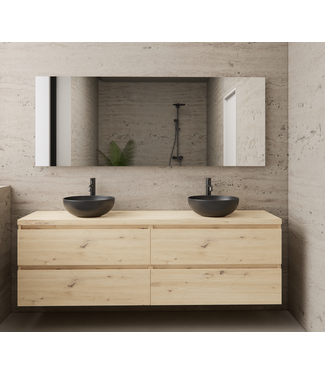 GLISS DESIGN Badkamermeubel Gliss Project 200cm⎢4-lades⎢Artisan Oak⎢Onderkast met topblad