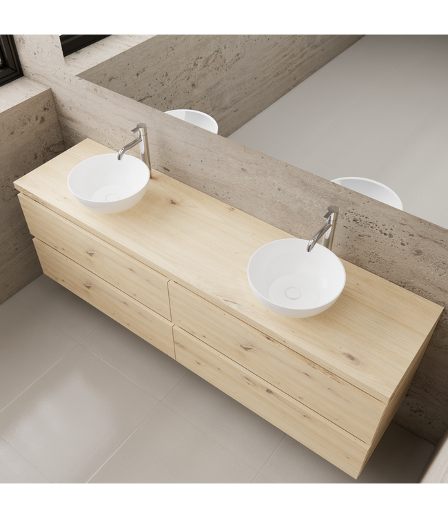 GLISS DESIGN Badkamermeubel Gliss Project 200cm⎢4-lades⎢Artisan Oak⎢Onderkast met topblad