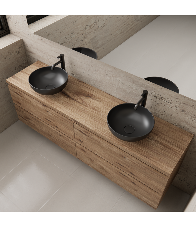 Badkamermeubel Gliss Project 200cm⎢4-lades⎢Wellington Oak⎢Onderkast met topblad