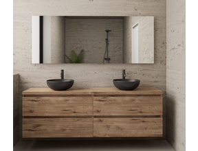 Badkamermeubel Gliss Project 200cm⎢4-lades⎢Wellington Oak⎢Onderkast met topblad