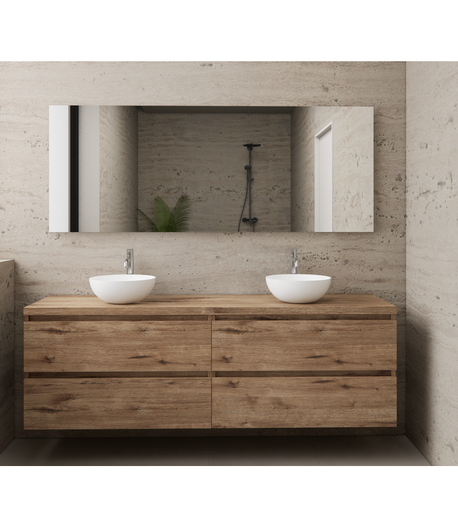 Badkamermeubel Gliss Project 200cm⎢4-lades⎢Wellington Oak⎢Onderkast met topblad