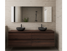Badkamermeubel Gliss Project 200cm⎢4-lades⎢Sonoma Choco⎢Onderkast met topblad