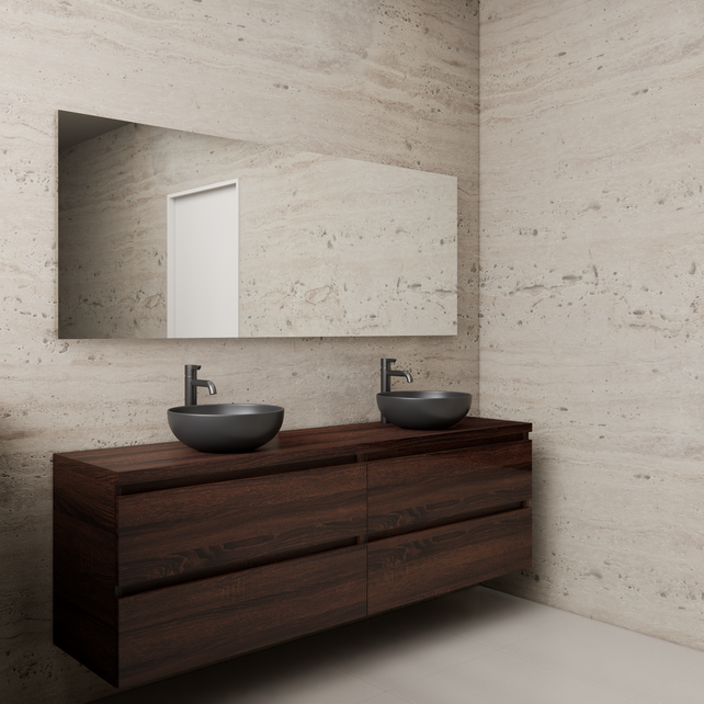 Badkamermeubel Gliss Project 200cm⎢4-lades⎢Sonoma Choco⎢Onderkast met topblad