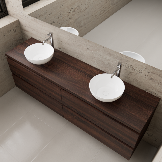 Badkamermeubel Gliss Project 200cm⎢4-lades⎢Sonoma Choco⎢Onderkast met topblad