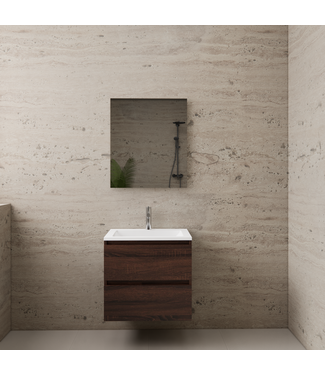 GLISS DESIGN Badkamermeubel met wastafel⎢Wit⎢Gliss Project 60cm⎢Sonoma Choco