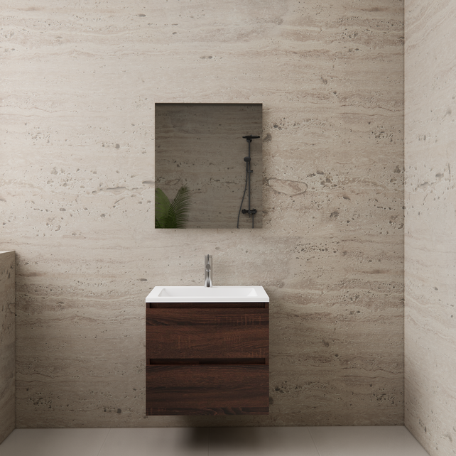 Badkamermeubel met wastafel⎢Wit⎢Gliss Project 60cm⎢Sonoma Choco