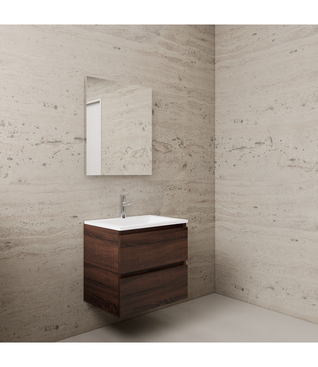 Badkamermeubel met wastafel⎢Wit⎢Gliss Project 60cm⎢Sonoma Choco