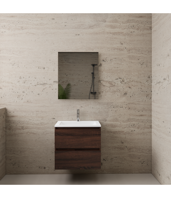 GLISS DESIGN Badkamermeubel met wastafel⎢Mat Wit⎢Gliss Project 60cm⎢Sonoma Choco