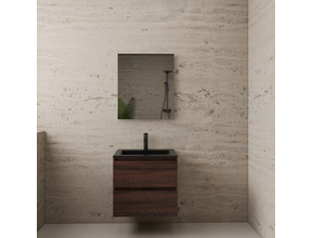 Badkamermeubel met wastafel⎢Mat Zwart⎢Gliss Project 60cm⎢Sonoma Choco