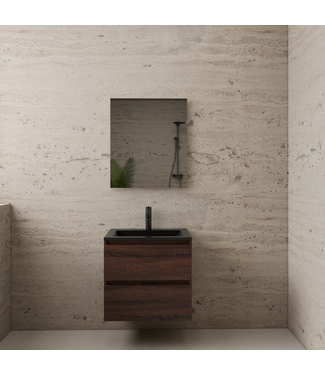 GLISS DESIGN Badkamermeubel met wastafel⎢Mat Zwart⎢Gliss Project 60cm⎢Sonoma Choco