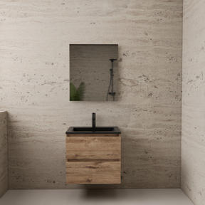 Badkamermeubel met wastafel⎢Mat Zwart⎢Gliss Project 60cm⎢Wellington Oak