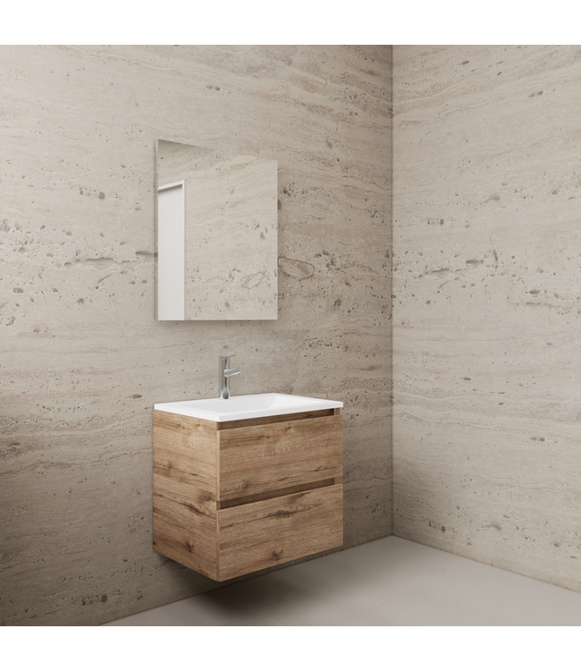 Badkamermeubel met wastafel⎢Mat Wit⎢Gliss Project 60cm⎢Wellington Oak