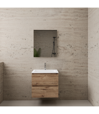 GLISS DESIGN Badkamermeubel met wastafel⎢Mat Wit⎢Gliss Project 60cm⎢Wellington Oak