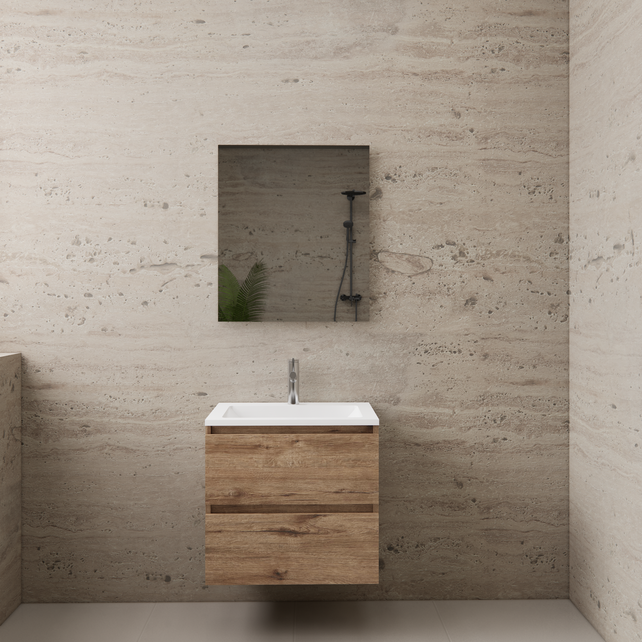 Badkamermeubel met wastafel⎢Wit⎢Gliss Project 60cm⎢Wellington Oak