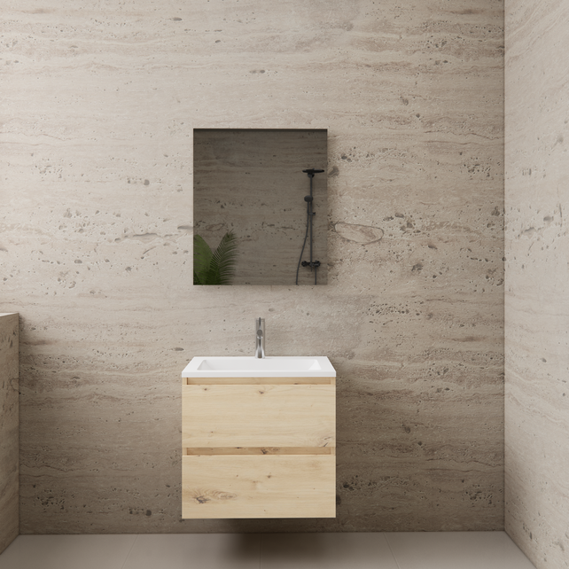 Badkamermeubel met wastafel⎢Wit⎢Gliss Project 60cm⎢Artisan Oak Badkamermeubel met wastafel⎢Wit⎢Gliss Project 60cm⎢Artisan Oak