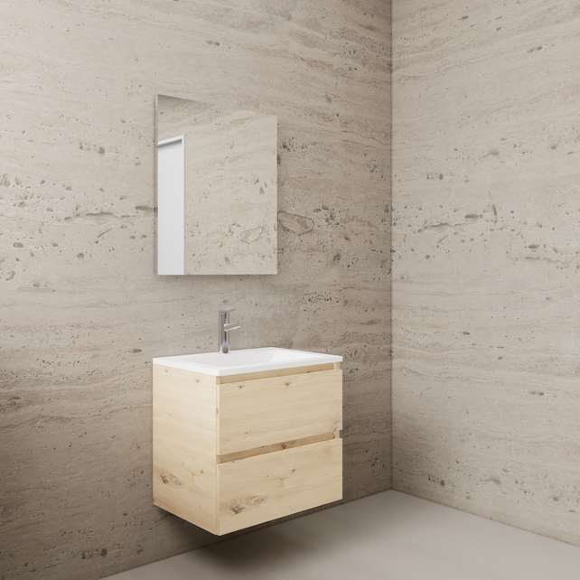 Badkamermeubel met wastafel⎢Mat Wit⎢Gliss Project 60cm⎢Artisan Oak