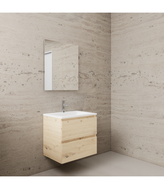 Badkamermeubel met wastafel⎢Mat Wit⎢Gliss Project 60cm⎢Artisan Oak