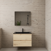 Badkamermeubel met wastafel⎢Artisan Oak - Mat Zwart⎢Gliss Project 80cm