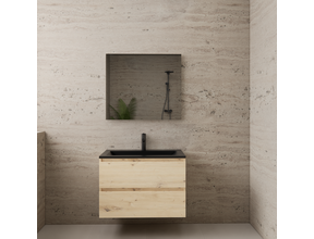 Badkamermeubel met wastafel⎢Artisan Oak - Mat Zwart⎢Gliss Project 80cm