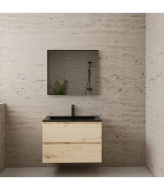 GLISS DESIGN Badkamermeubel met wastafel⎢Artisan Oak - Mat Zwart⎢Gliss Project 80cm