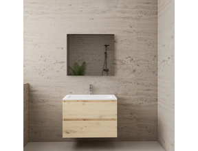 Badkamermeubel met wastafel⎢Artisan Oak - Mat Wit⎢Gliss Project 80cm