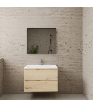 GLISS DESIGN Badkamermeubel met wastafel⎢Artisan Oak - Mat Wit⎢Gliss Project 80cm