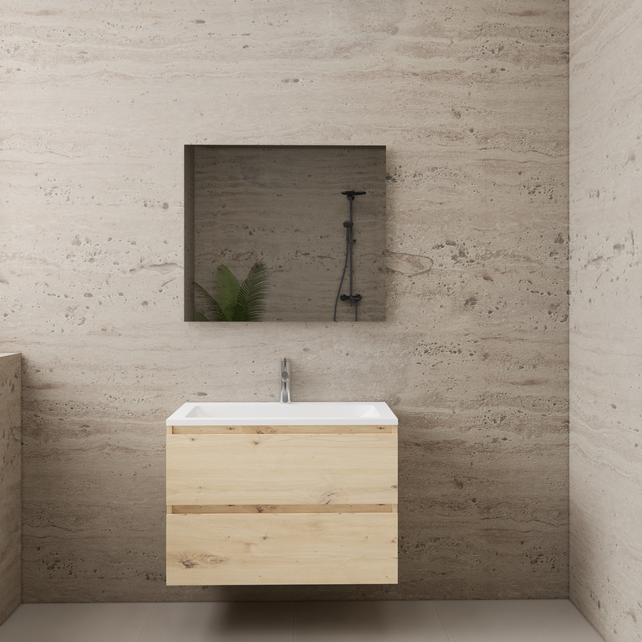 Badkamermeubel met wastafel⎢Artisan Oak - Wit⎢Gliss Project 80cm