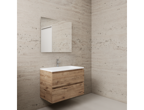 Badkamermeubel met wastafel⎢Wellington Oak - Wit⎢Gliss Project 80cm