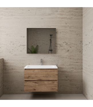 GLISS DESIGN Badkamermeubel met wastafel⎢Wellington Oak - Mat Wit⎢Gliss Project 80cm