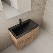 Badkamermeubel met wastafel⎢Wellington Oak - Mat Zwart⎢Gliss Project 80cm Badkamermeubel met wastafel⎢Wellington Oak - Mat Zwart⎢Gliss Project 80cm