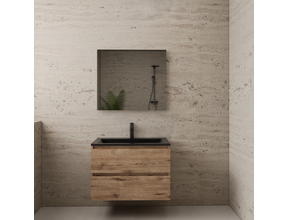 Badkamermeubel met wastafel⎢Wellington Oak - Mat Zwart⎢Gliss Project 80cm